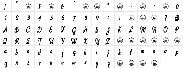Tour de Lance Regular  glyph index