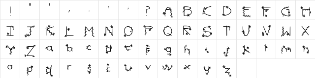 Petals And Vines Regular  glyph index