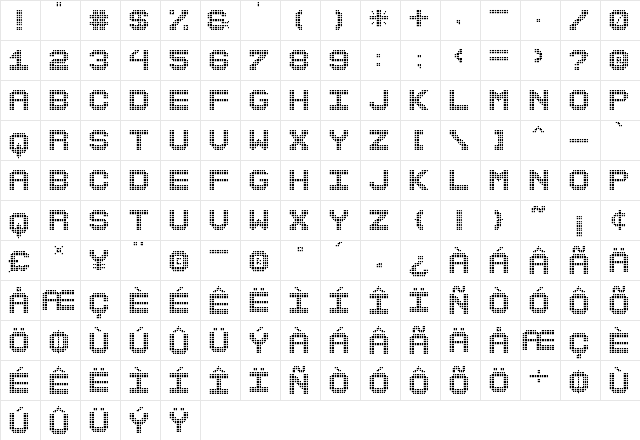 Maxter Board St Regular  glyph index