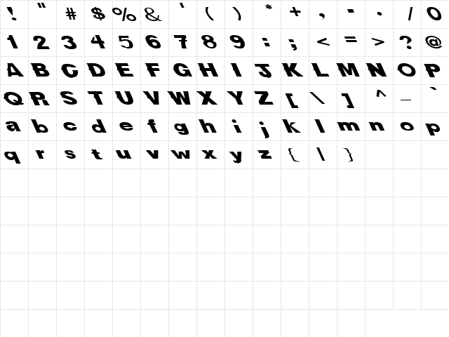 Own Way 7 Regular  glyph index