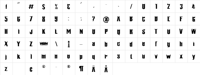 Minangkabau Regular  glyph index