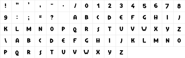 Treasure Island Regular  glyph index