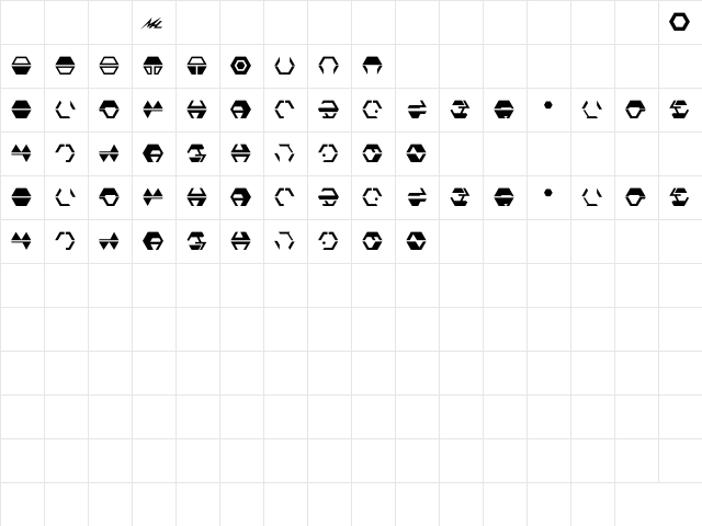 Sheliak Bold  glyph index
