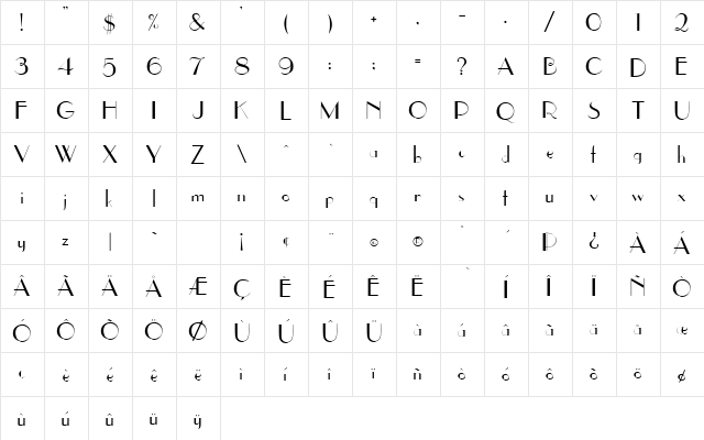 Upper East Side  glyph index