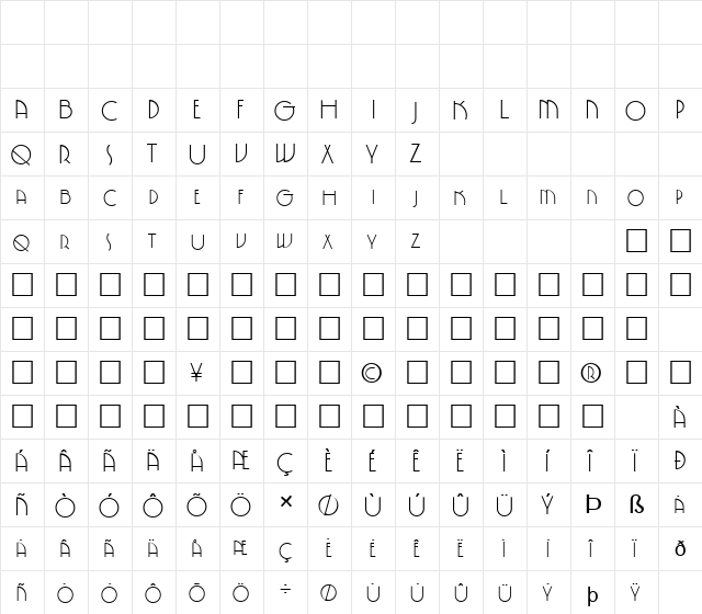 FZ JAZZY 5 Normal  glyph index