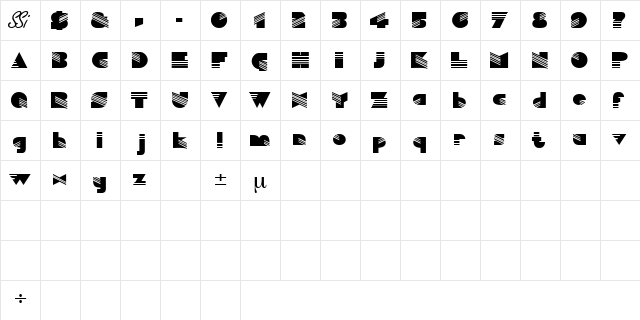 MuseDisplaySSK Regular  glyph index