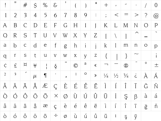 00964 Regular  glyph index