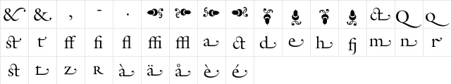 Galliard Regular  glyph index