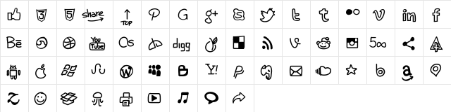 PWHandySocialIcons Medium  glyph index