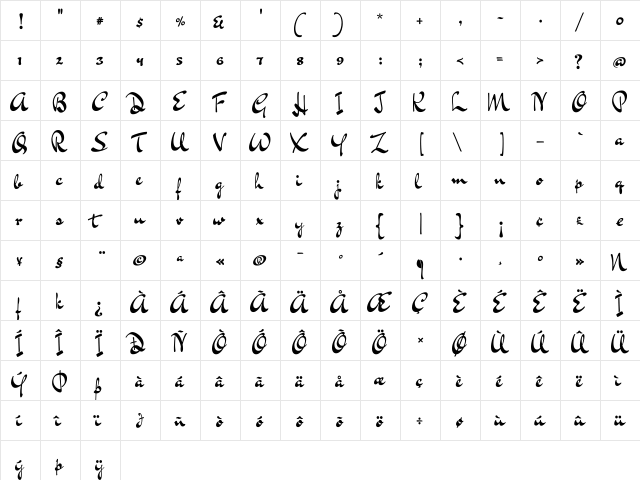 Dr Sugiyama Regular  glyph index