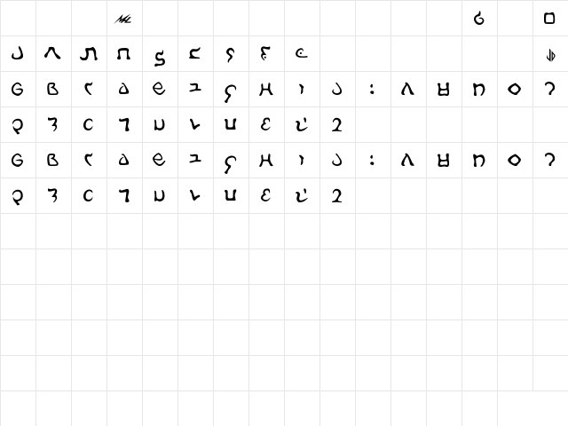 Galach Bold  glyph index