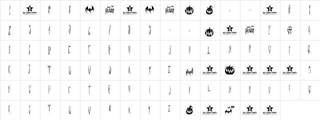HELLO WEEN FONT Regular  glyph index
