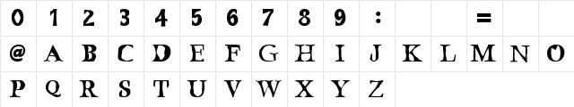 Bustamante1.0 Regular  glyph index