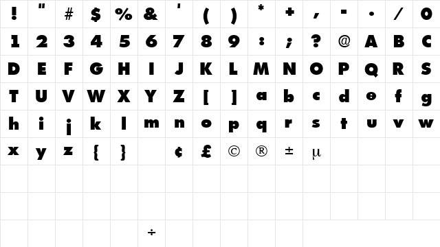 IsomarDisplayExpandedSSK Regular  glyph index