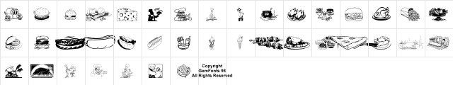 Culinary Art Regular  glyph index