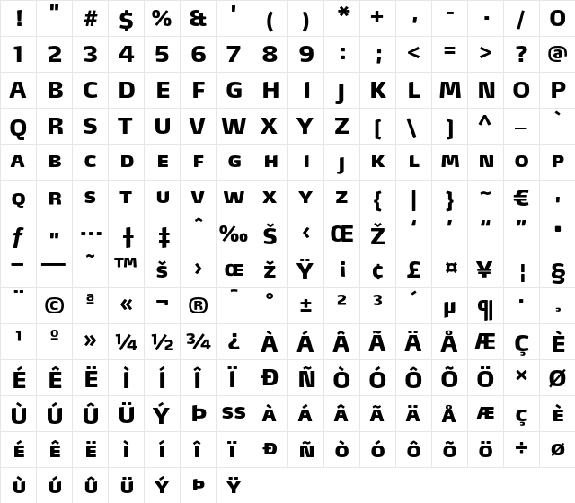 MaxLF-BlackSC Regular  glyph index