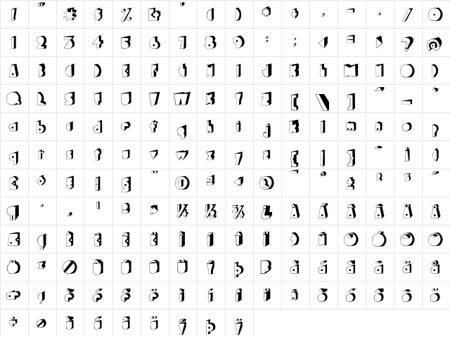 Bagaglio 3D  glyph index