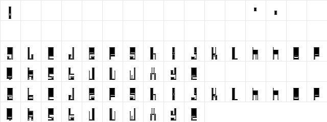 Thickpatric Regular  glyph index