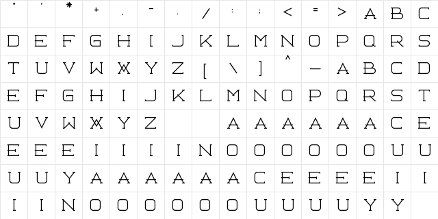 Libercity Thin Regular  glyph index