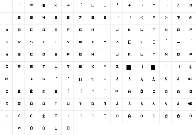 Inversionz Unboxed Regular  glyph index