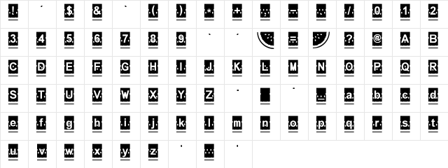 Melon MelonSlices  glyph index