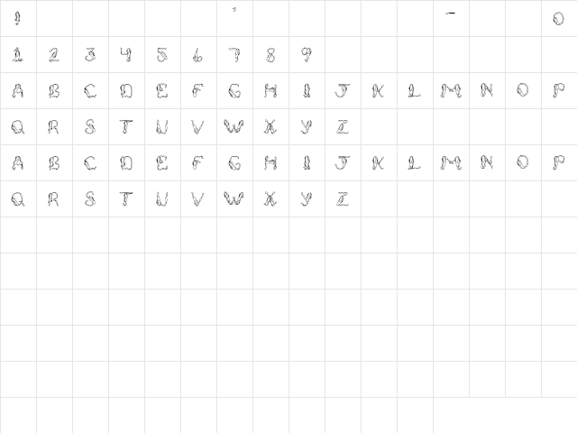 LD Ballet Regular  glyph index