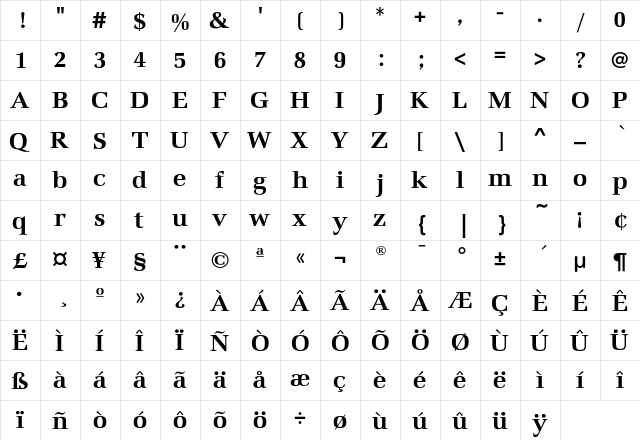 MarconiEF-SemiBold Regular  glyph index