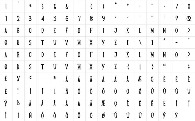 BIG HOUSE Regular  glyph index