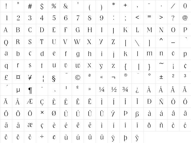NashvilleEF ExtraLight  glyph index