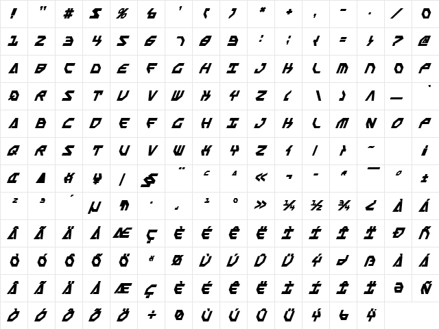 Scarab Script Bold Italic Bold Italic  glyph index