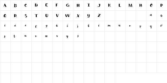 Happy Milk Regular  glyph index