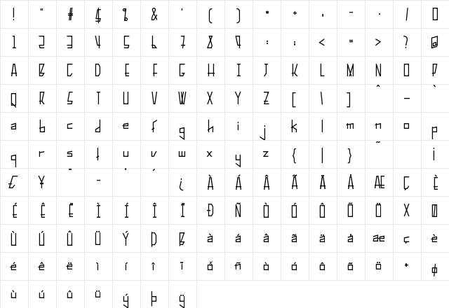Pelanquier Bold  glyph index