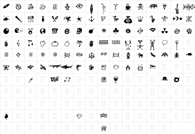 Df Regular  glyph index