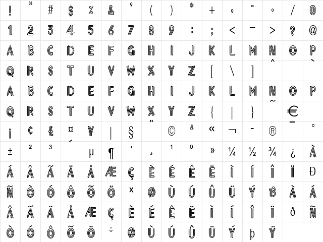 VoltageThin Normal  glyph index