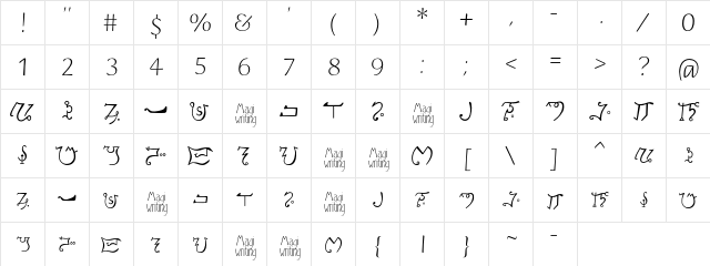 MagiWriting Regular  glyph index