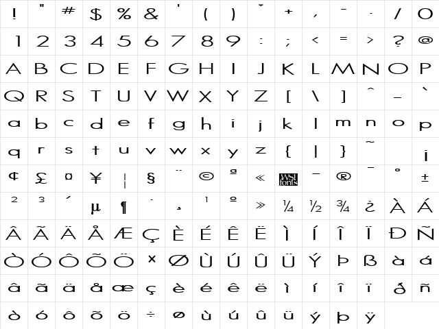 Halibut Regular  glyph index