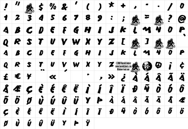Gamera Regular  glyph index