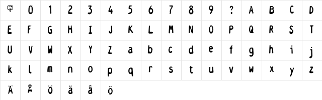 Helvetet2 Regular  glyph index