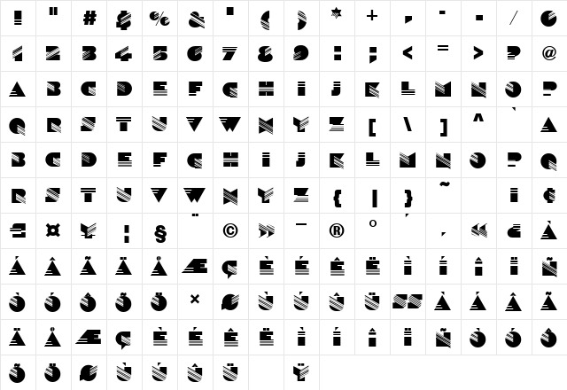 Silicon Regular  glyph index