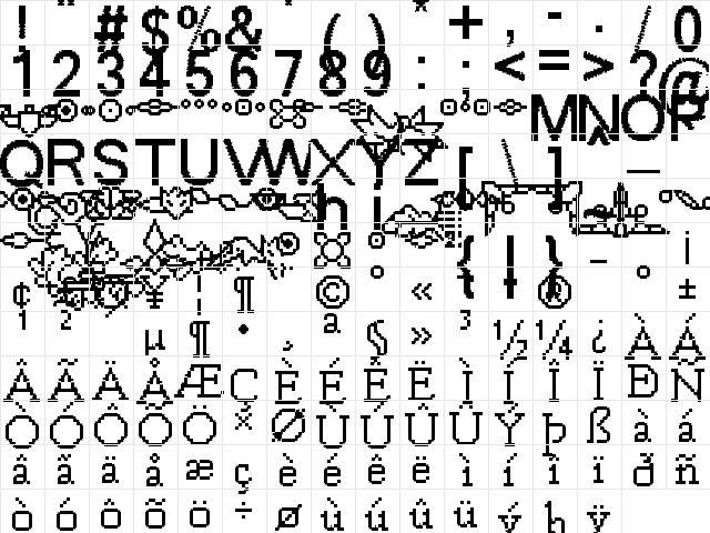 UF PT Bellefield Flourishes Regular  glyph index