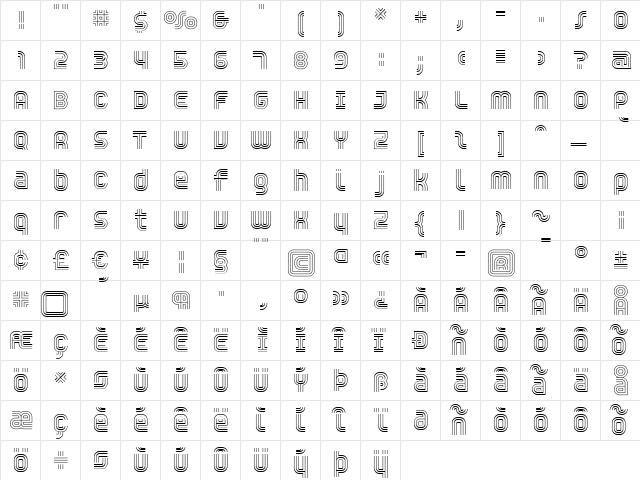 Trisect ExtraLight  glyph index