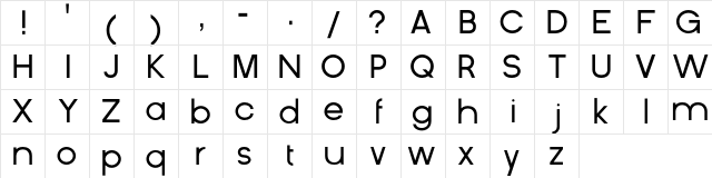 Super Rad Regular  glyph index