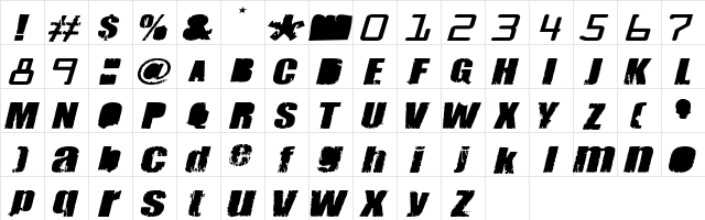 Meanies Thick  glyph index