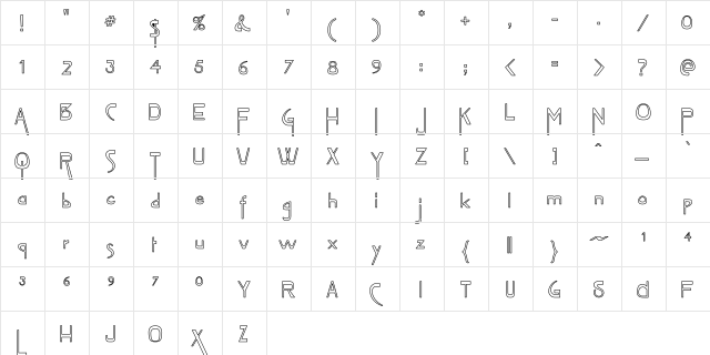 VireoFont Hollow Regular  glyph index