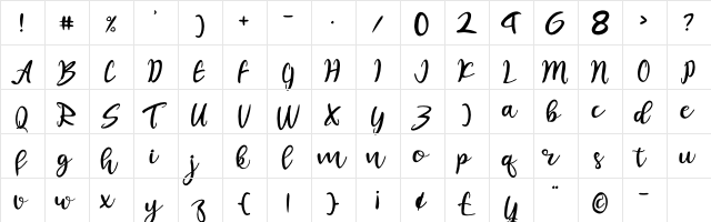 juliet Regular  glyph index