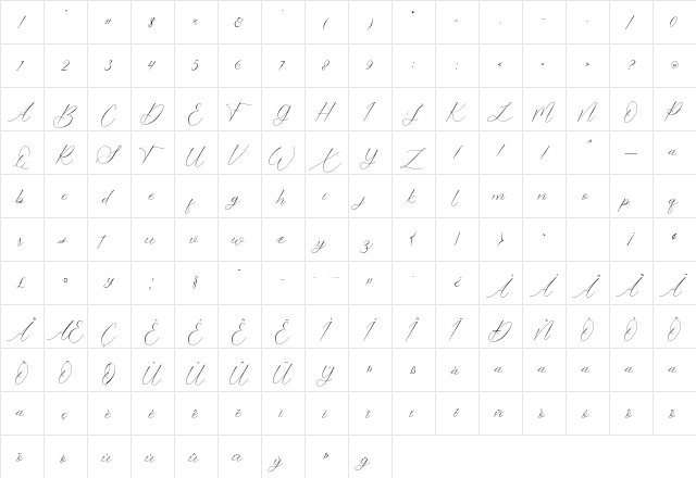 Dramatic Style (Free For Person Regular  glyph index