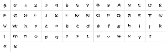 ArtBang Regular  glyph index