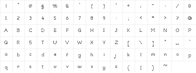 Bone Zone Regular  glyph index