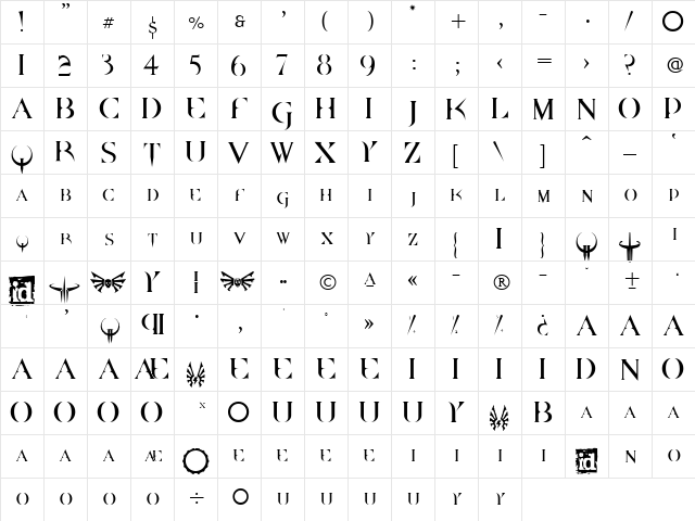 DpQuake Regular  glyph index