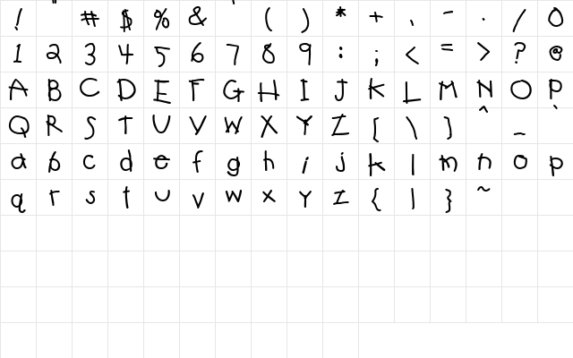 DJ Crayon Regular  glyph index